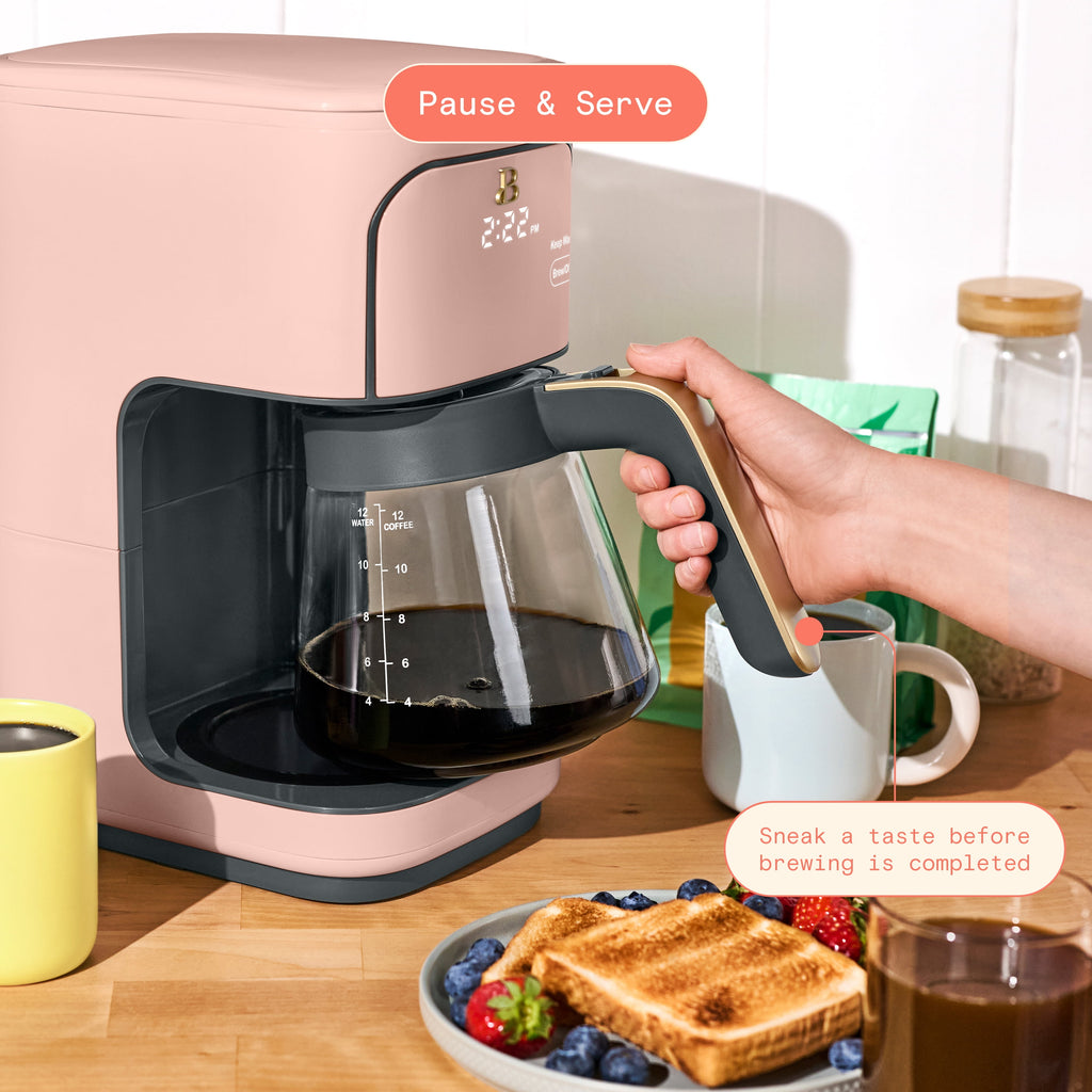 Beautiful by Drew Barrymore 12-Cup Programmable Coffee Maker, White Icing