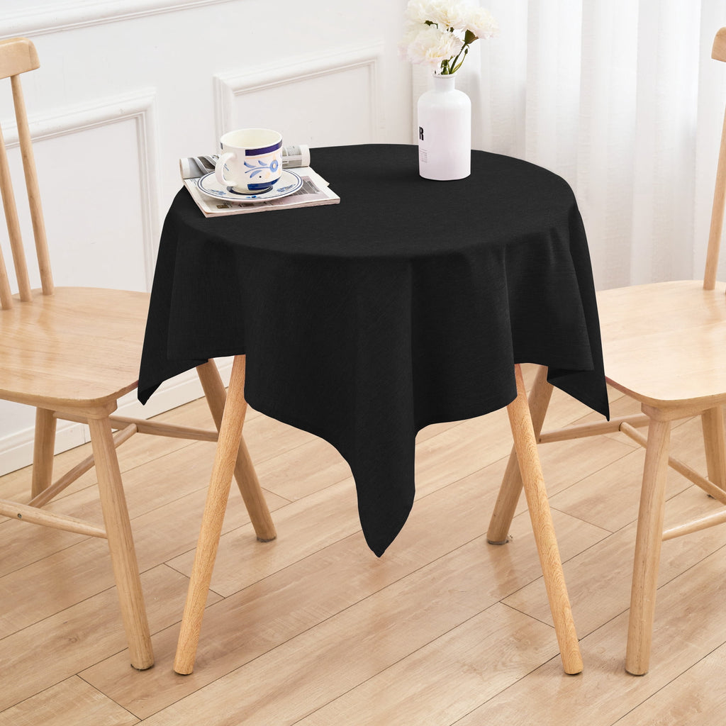 Inosoo Faux Linen Textured Rectangle Tablecloth - 60 x 84 inch Waterproof & Machine Washable Linen-Look Cloth Table Cover, White