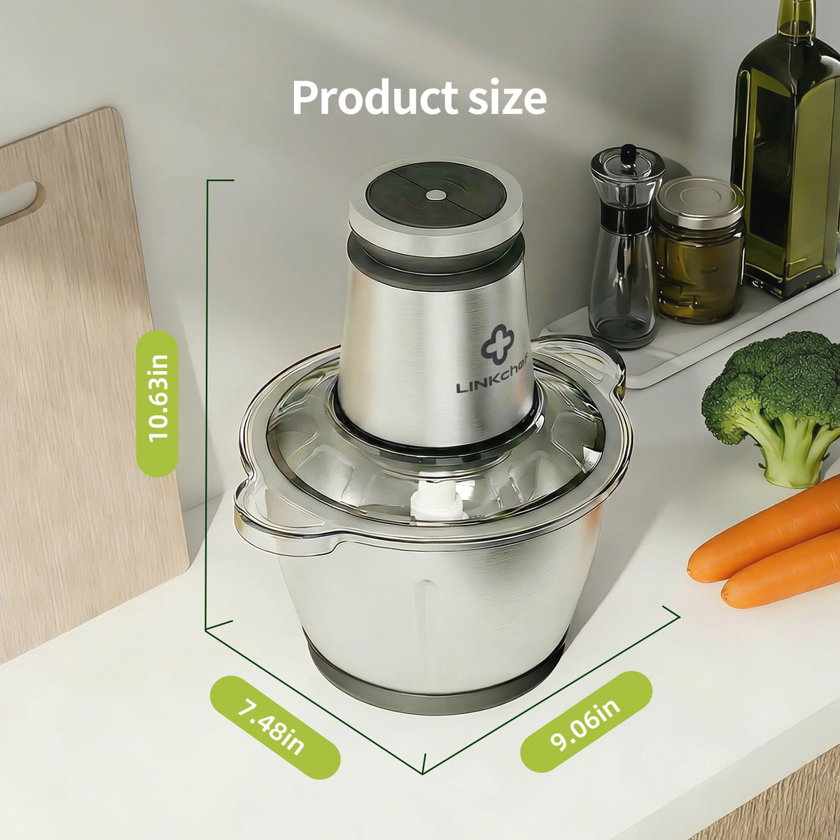 LINKChef 6-Cup Food Processor, Electric Food Chopper & Meat Grinder for Vegetables, Meat & Fruit，Dishwasher Safe