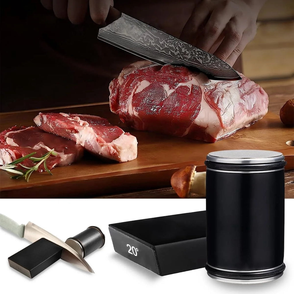 MYVIT Rolling Knife Sharpener System Kit,4-Angle Tumbler Double Diamond 400 1000 Discs Sharpening Stone for Kitchen Knives