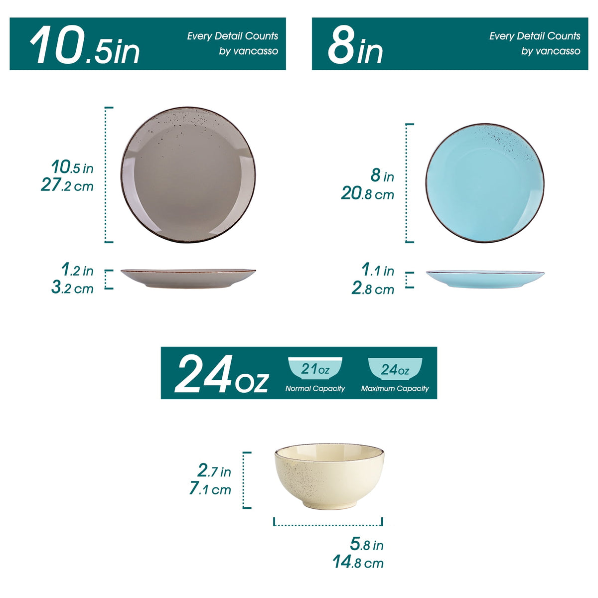 Malacasa 12 Pcs Dinnerware Sets, Ceramic Plates and Bowls Set for 4 with Reactive Glaze & Speckled Finish, Dish Sets, Dishwasher & Microwave Safe, Light Colors