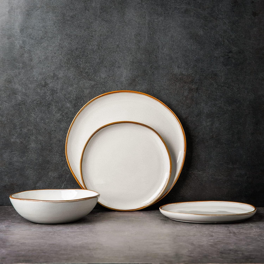 AmorArc Ceramic Cereal Bowls Set of 6, 24 oz Handmade Stoneware Bowls Set for Cereal Soup Salad, Stylish Kitchen bowls for Meal, Dishwasher & Microwave Safe, Reactive Glaze-Pearl White