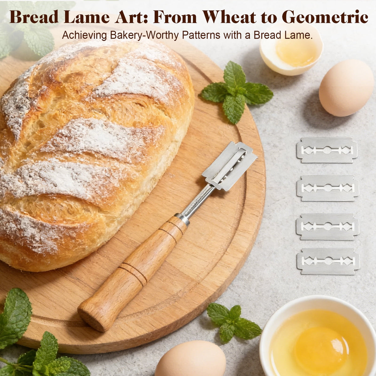 Adjustable Wooden Bread Slicer - Cutter with Thickness Guide for Sourdough & Baguette, Ambidextrous Gift for Home Bakers