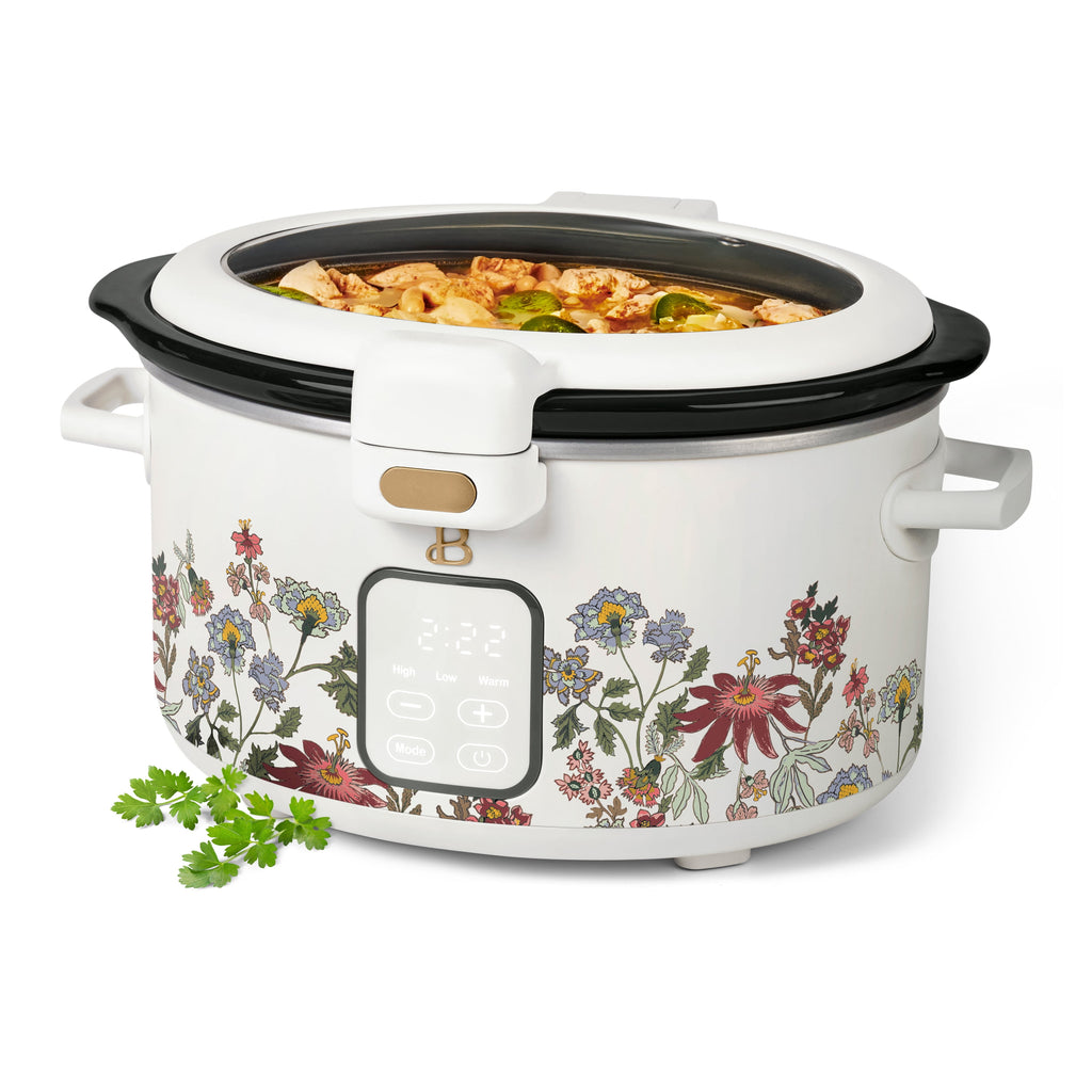 Beautiful 4 Qt Digital Slow Cooker with Hinged Locking Lid, Thyme Green by Drew Barrymore