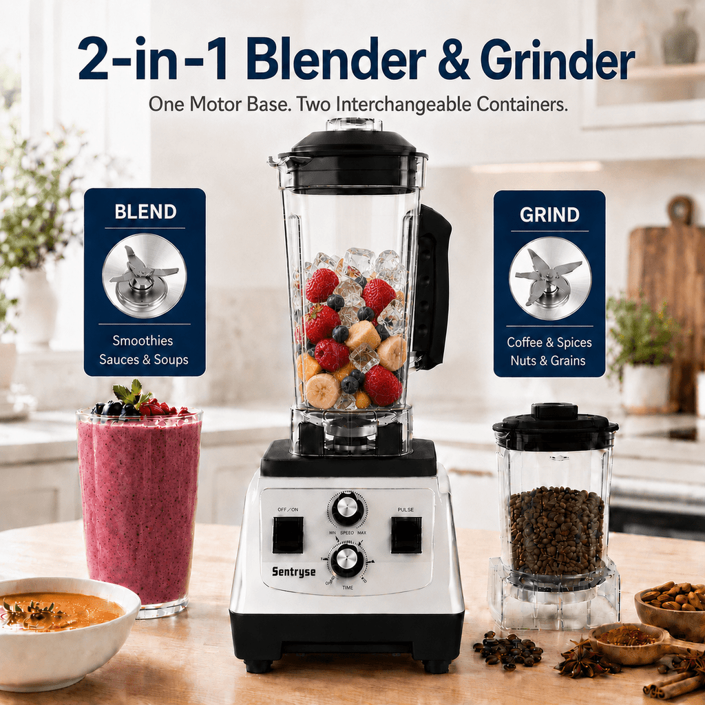 Sentryse Blender for Kitchen, 1800W Countertop Smoothie Blender with 68 oz Pitcher & 20 oz Grinding Cup, 28000 RPM Kitchen Blender for Ice Crushing, Frozen Drinks, Milkshakes and Sauces