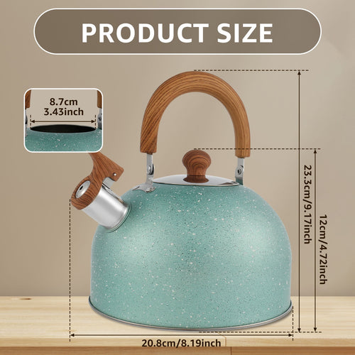 2.6 QT Tea Kettle Stainless Steel Whistling Tea Kettle with Stay Cool Handle Fast Boiling Tea Pot Large Capacity Teapot Stovetop Water Boiler for Stove Top Home Kitchen