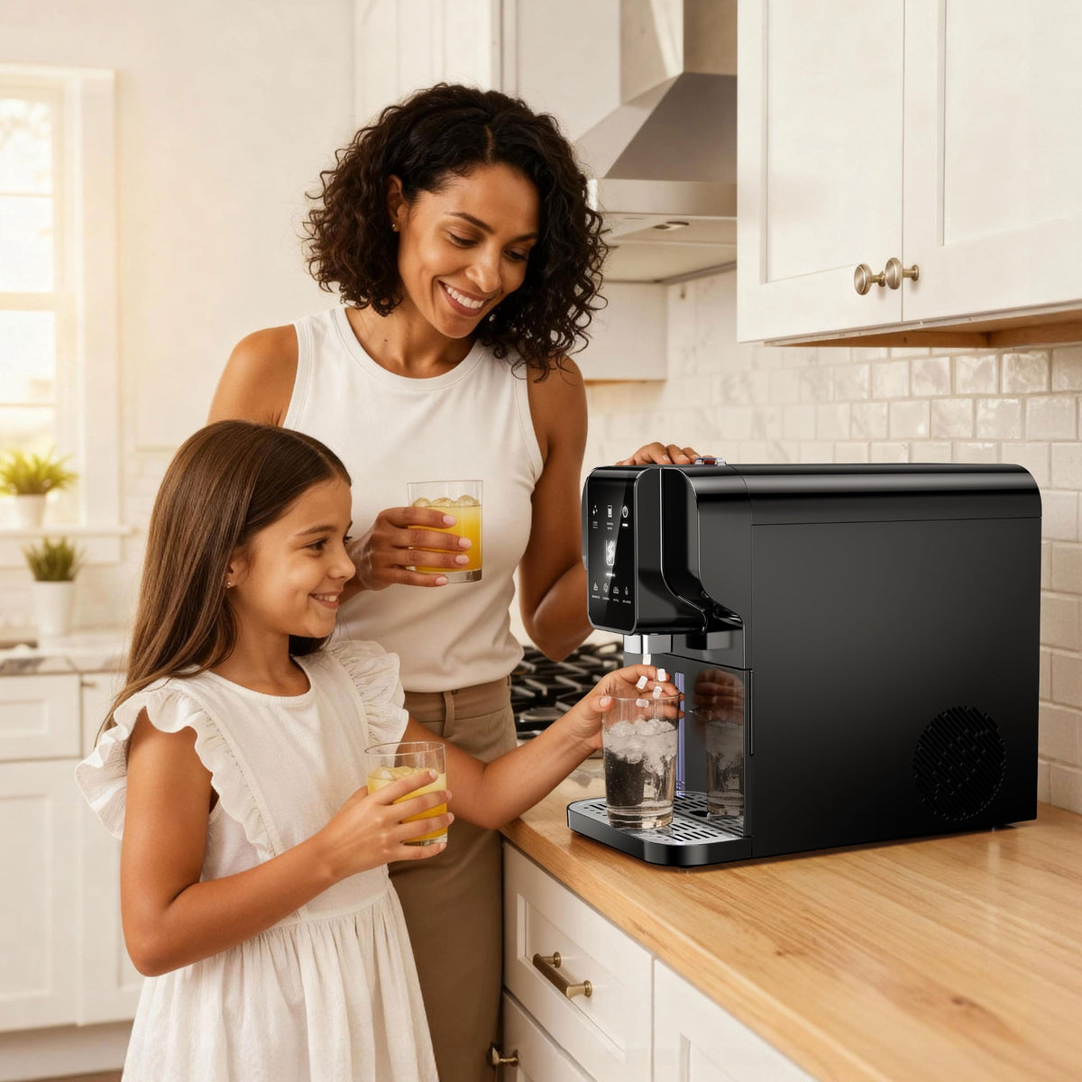 SIMZLIFE 2-in-1 Nugget Ice Maker and Water Dispenser, 30 Lbs/24H, Soft Chewable Ice, Self-Cleaning Countertop Ice Machine