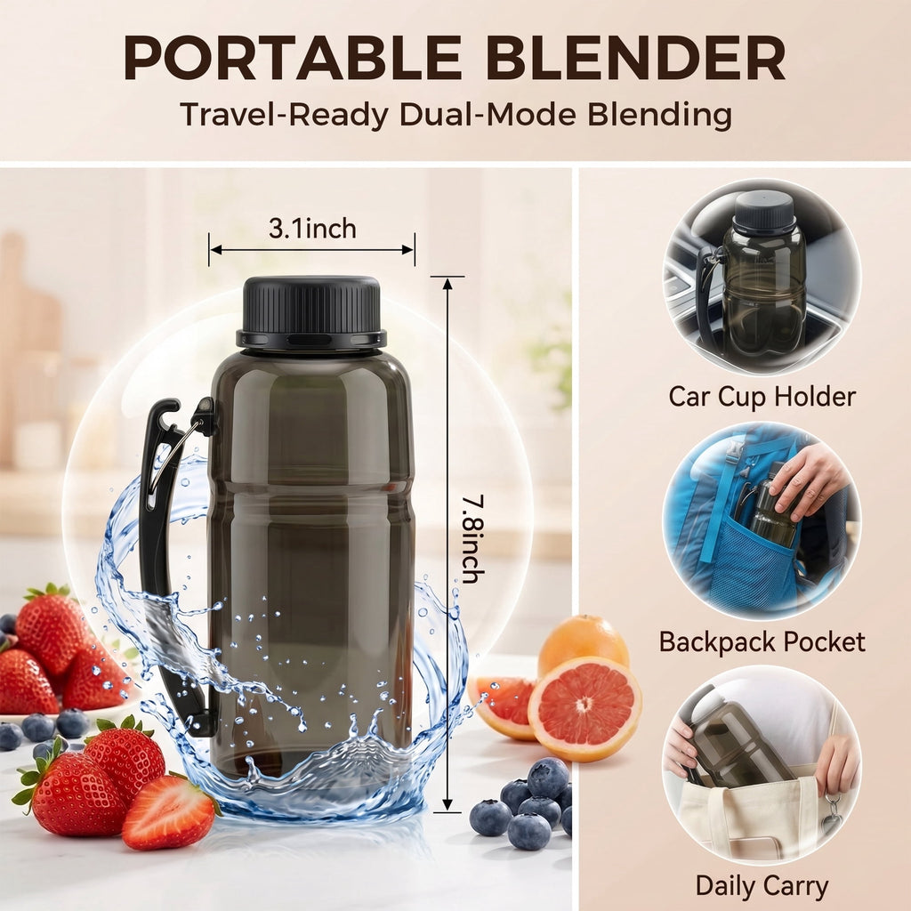 Suodoka 22oz Portable Blender for Shakes and Smoothies, BPA-Free Personal Juicer with Pulse Mode, 6-Leaf Blades & Nut Grinder Cup