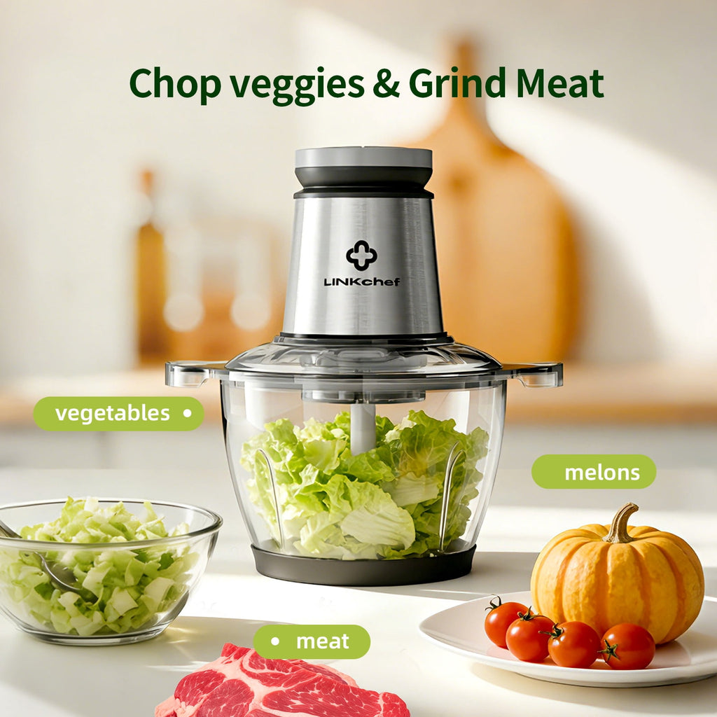 LINKChef 6-Cup Food Processor, Electric Food Chopper & Meat Grinder for Vegetables, Meat & Fruit，Dishwasher Safe