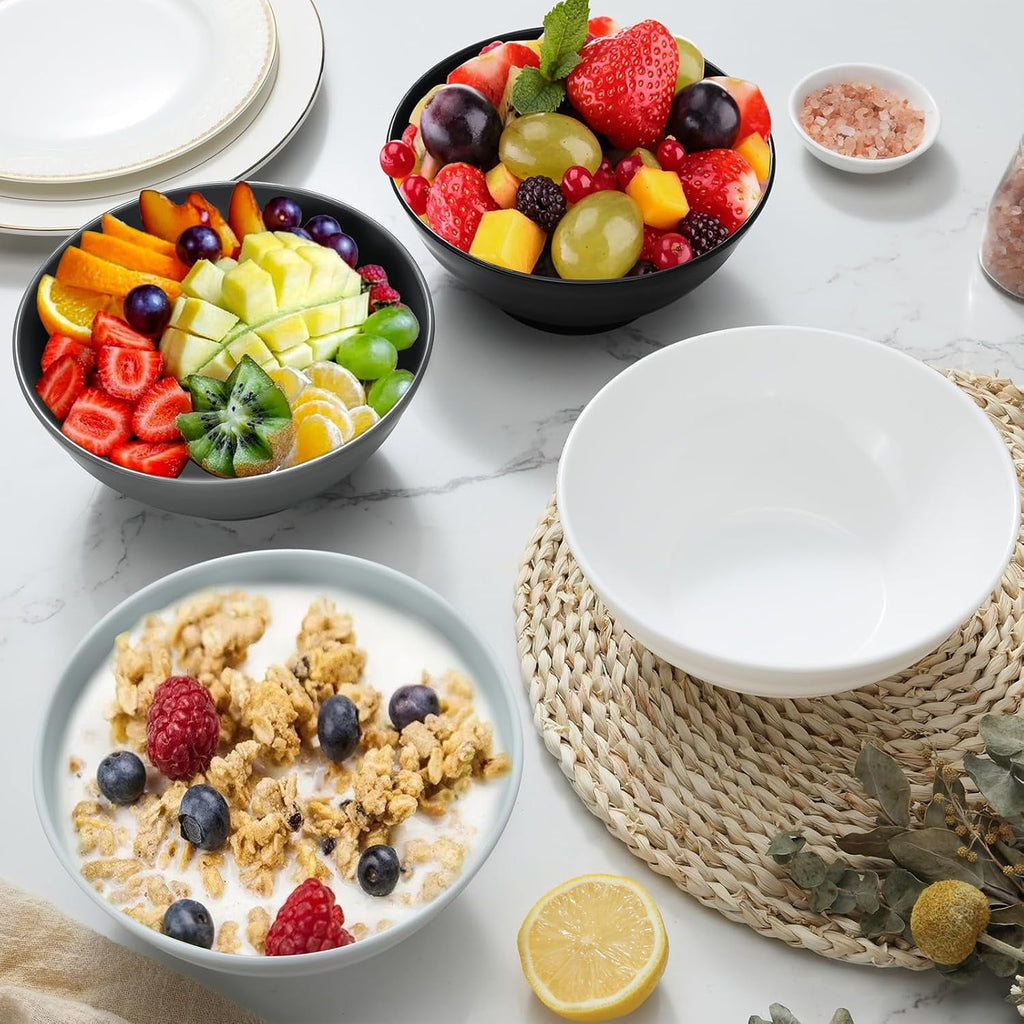 Bestdin Black Dinnerware Set for 4, 16 Pieces Plastic BPA-Free Dinner Plates, Salad Plates, Cereal Bowls, Cups, Unbreakable Plates and Bowls Sets for Kitchen, Microwave and Dishwasher Safe