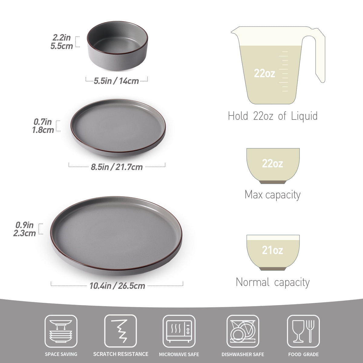 Famiware Nebula Stoneware Dinnerware Sets, 12-Piece Dish Set, Multi-color