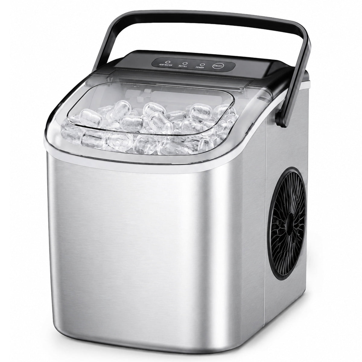 Simzlife Countertop Ice Maker, 26 Lbs/24H, 9 Bullet-Shaped Ice Cubes in 6 Minutes, Auto-Cleaning Ice Machine, Black