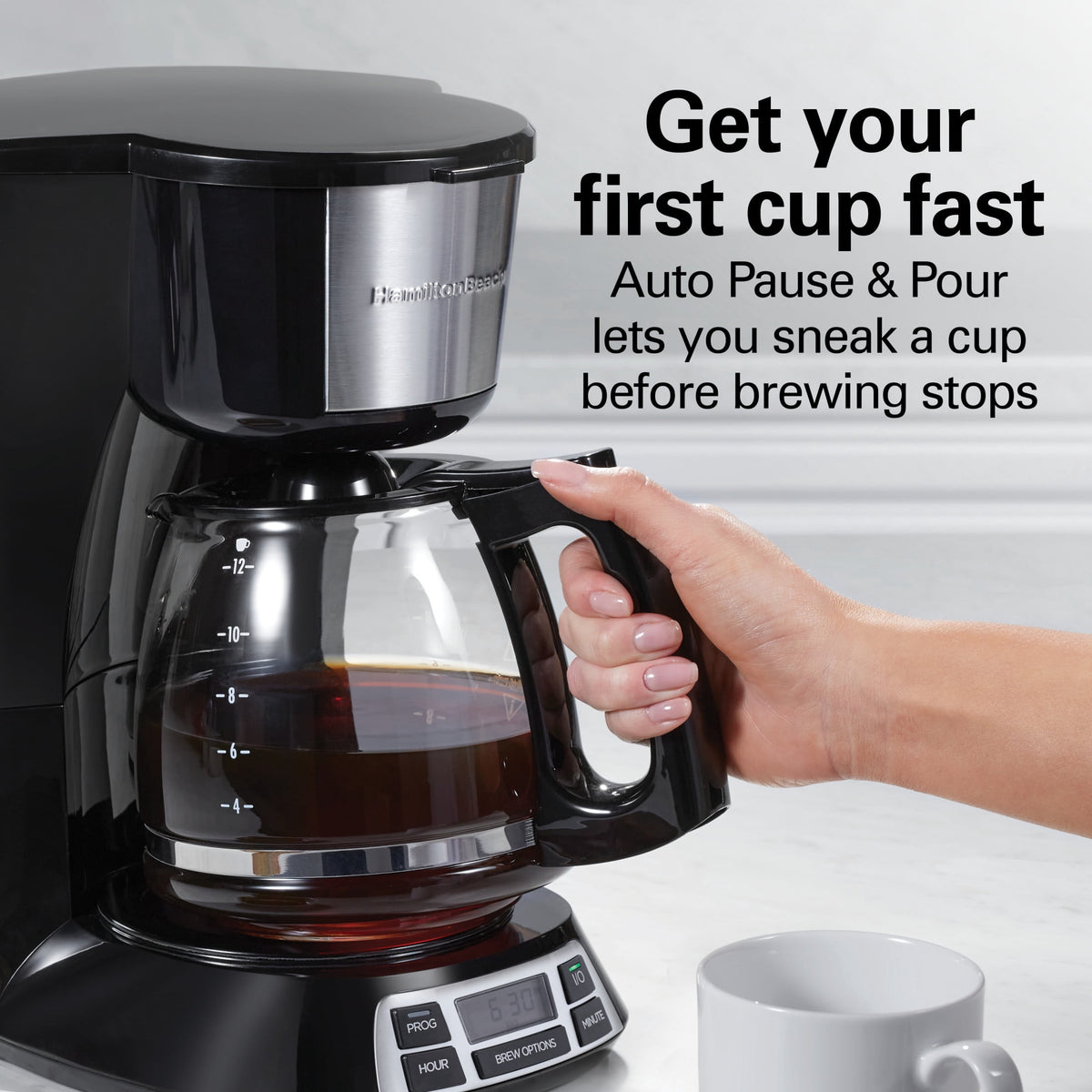 Hamilton Beach Bold Brew 12-Cup Programmable Drip Coffee Maker Machine with Glass Coffee Pot, Black