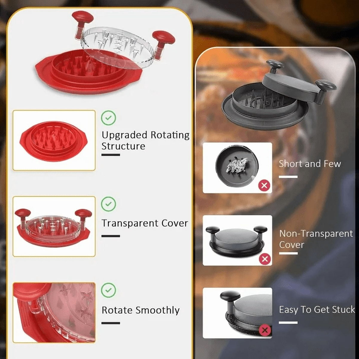 Chicken Shredder, Professional Chicken Breast Shredder Tool Twist with Transparent Lid for Chicken , Ergonomic Handle, Visible Meat Shredder, Non-Slip Design, BPA Free,Heat Resistant,Black
