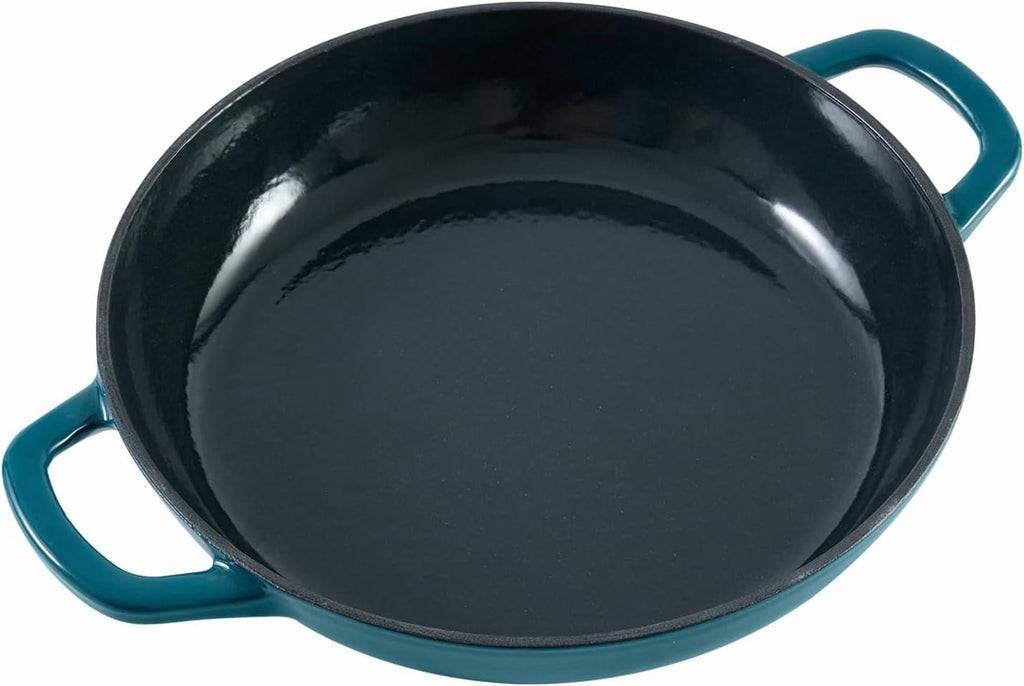 Flavehc Braiser Enameled Cast Iron Braiser 3 qt Braiser Pan with Lid Purple Shallow Cast Iron Casserole Braiser Pan with Handels