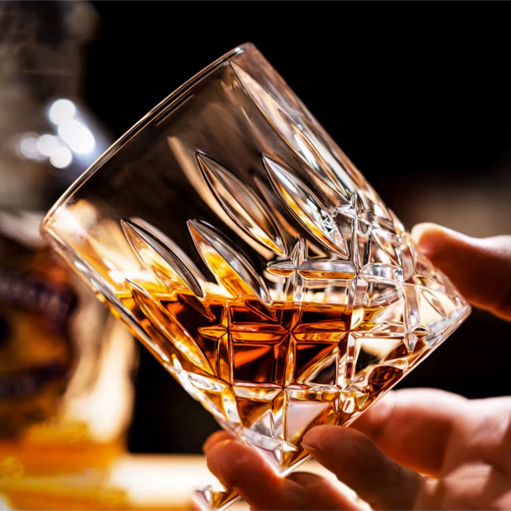 TINANA Crystal Cut Whiskey Glasses 6 pack: 10oz Ultra-Clear Old Fashioned Glass, Premium Lead-Free Crystal Glass Tumbler For Drinking Bourbon, Scotch, Cognac, Cocktails