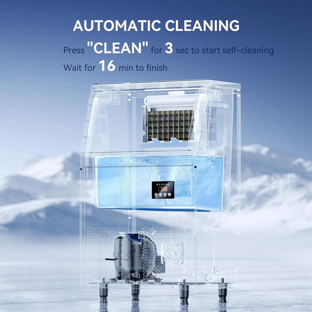 Coolski Commercial Ice Maker, 200 lbs/24H Under Counter Ice Machine, 35 lbs Bin