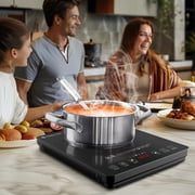 AMZCHEF Single Burner Portable Induction Cooktop 1800W Induction Countertop Burners with 6.8" Heating Coil, Black