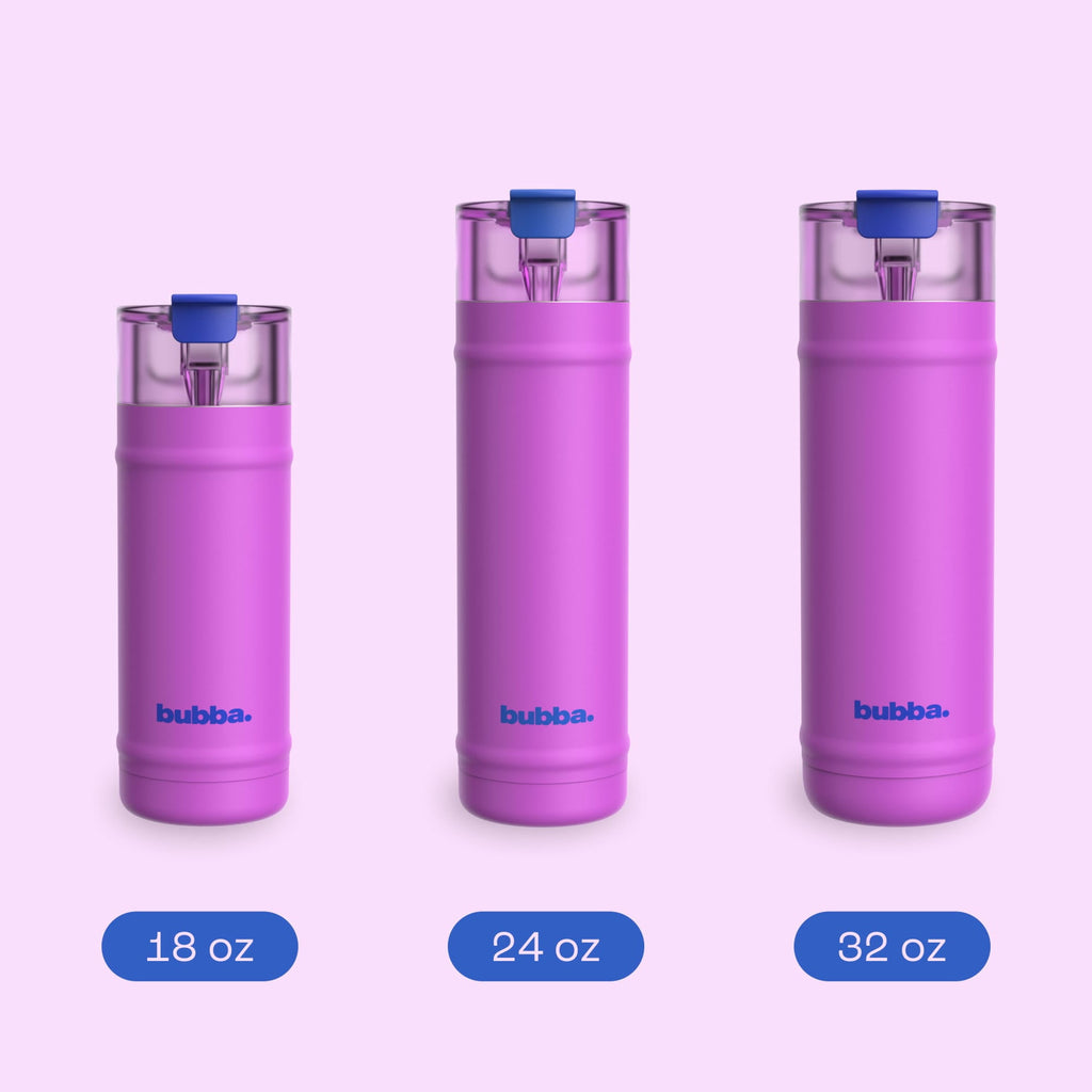 Bubba 24oz DualSip Insulated Stainless Steel Water Bottle with Straw & Sip Lid, Ocean Energy Blue/Purple