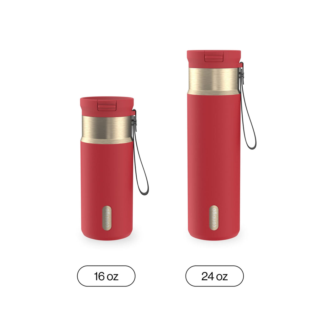 Contigo 24oz SnapSeal Insulated Stainless Steel Water Bottle with Straw, Licorice Black/Bronze