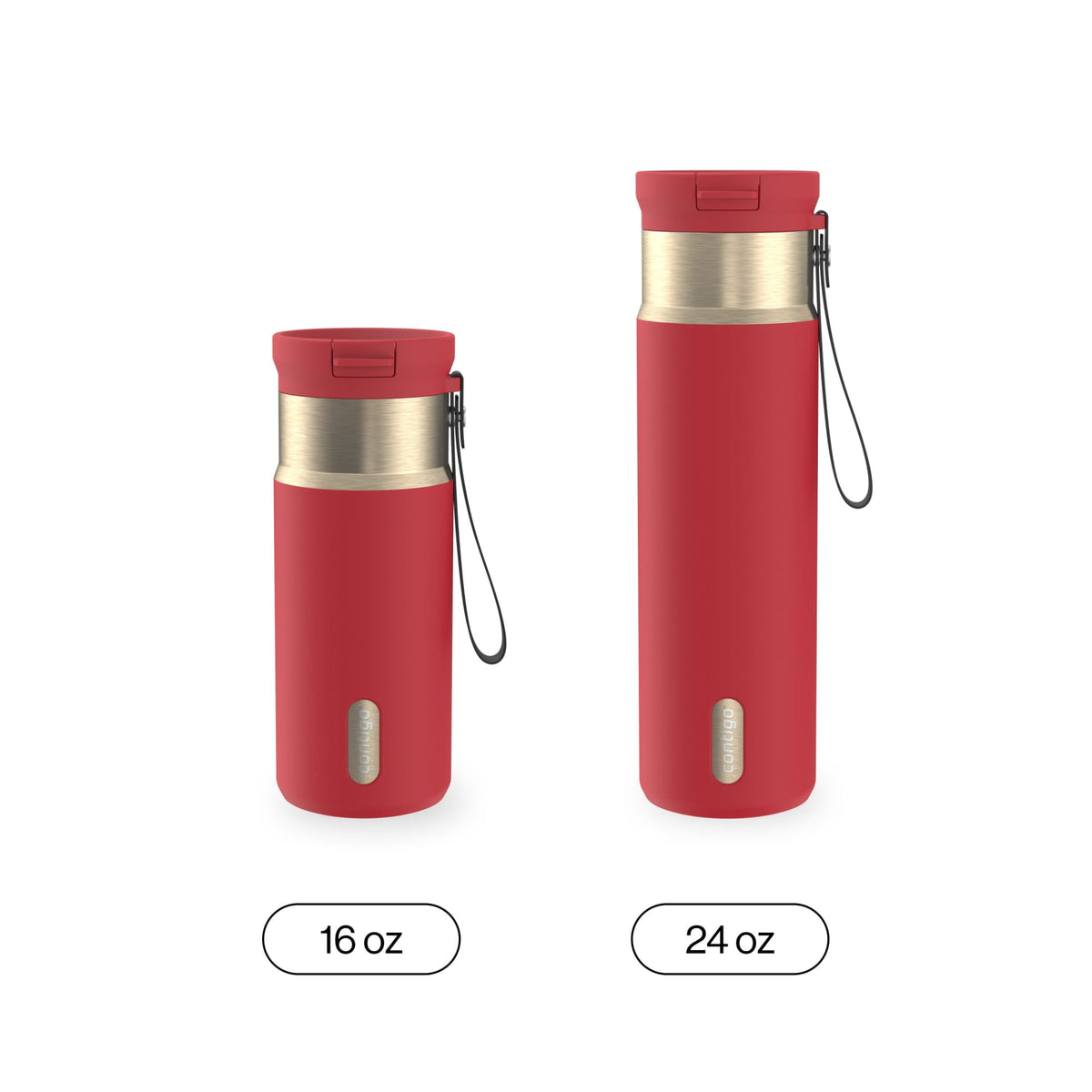 Contigo 24oz SnapSeal Insulated Stainless Steel Water Bottle with Straw, Licorice Black/Bronze