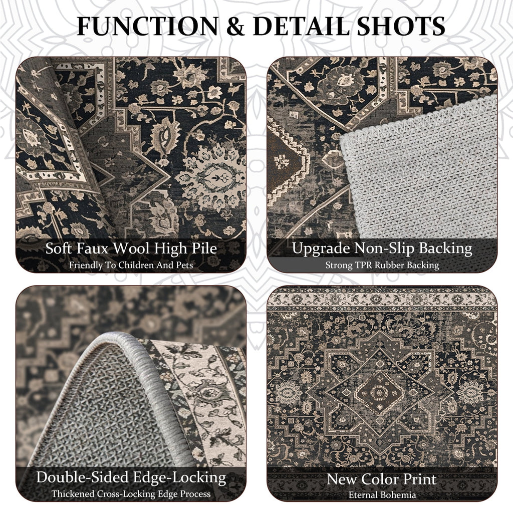 TECHVIDA Kitchen Rug Set 3 Piece,Non Slip Machine Washable Kitchen Mats, Farmhouse Hallway Doormat for Home Floor and Living Room,Gray