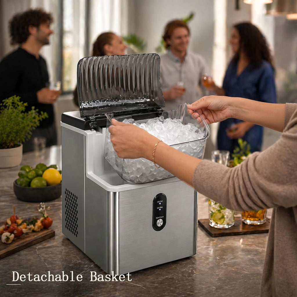Havato Nugget Ice Maker , 35lbs/24H Soft Chewable Sonic Ice Machine, Self-Cleaning, Quiet Operation,Black