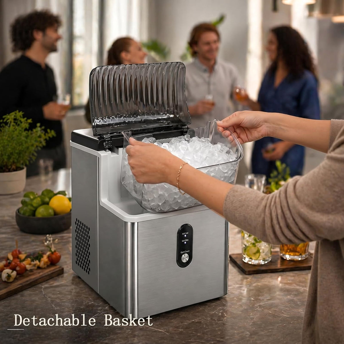 Havato Nugget Ice Maker , 35lbs/24H Soft Chewable Sonic Ice Machine, Self-Cleaning, Quiet Operation,Black