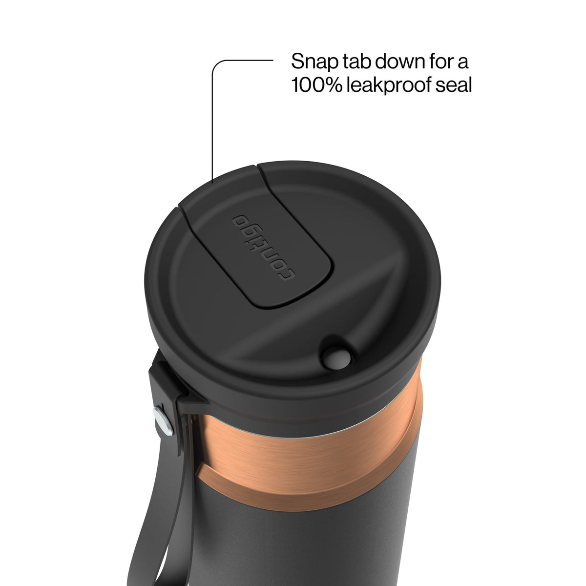 Contigo 24oz SnapSeal Insulated Stainless Steel Water Bottle with Straw, Licorice Black/Bronze