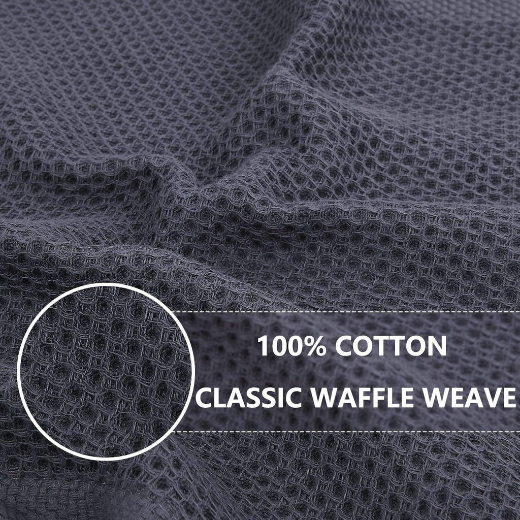 Smiry 100% Cotton Waffle Weave Kitchen Dish Towels, Ultra Soft Absorbent Quick Drying Cleaning Towel, 13x28 Inches, 4-Pack, Dark Grey