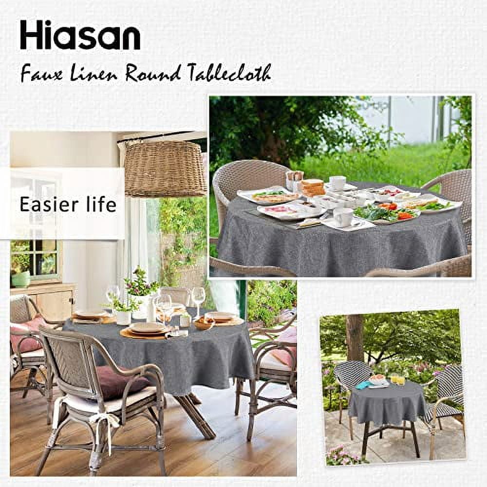 Hiasan Faux Linen Rectangle Tablecloth - Wrinkle and Stain Resistant Washable Tale Cloth for Kitchen Dining Room Holiday Table Cover for Party Dinner, Beige, 60 x 84 Inch