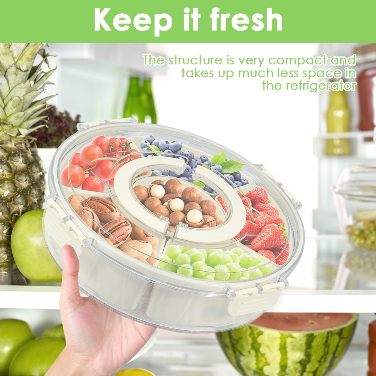 Divided Serving Tray with Lid and Handle Snackle Box Charcuterie Container Portable Snack Platters Clear Organizer