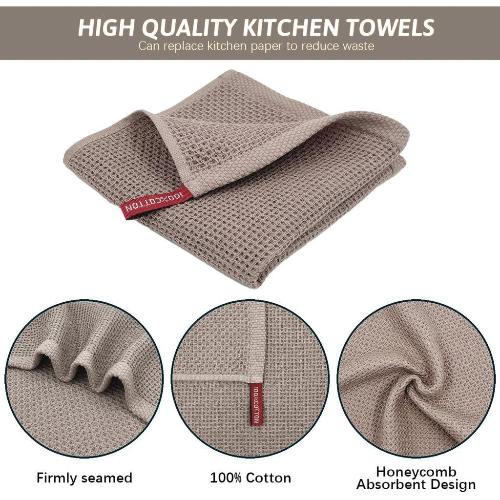 Homieway 6 Pack 100% Cotton Dish Towels, Waffle Weave Dish Cloths for Washing Dishes, Quick Drying Kitchen Dish Towels Rags, 12x12 Inches, Mixed Color