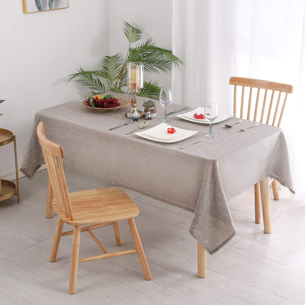 Hiasan Faux Linen Rectangle Tablecloth - Wrinkle and Stain Resistant Washable Tale Cloth for Kitchen Dining Room Holiday Table Cover for Party Dinner, Beige, 60 x 84 Inch
