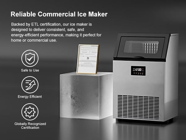 OUTBID Ice Maker Machine Crystal Clear Bullet Ice 52 lbs/24H with Spray Technology, Undercounter Commercial Ice Cube Maker, Built-In for Home Bar and Kitchen