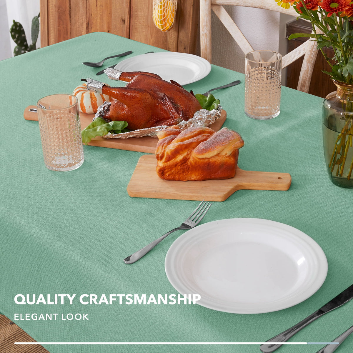 Deconovo Square Tablecloth with Waterproof Finish, Easy-Clean Polyester Table Cover, 54 x 54 Inch, Dark Gray
