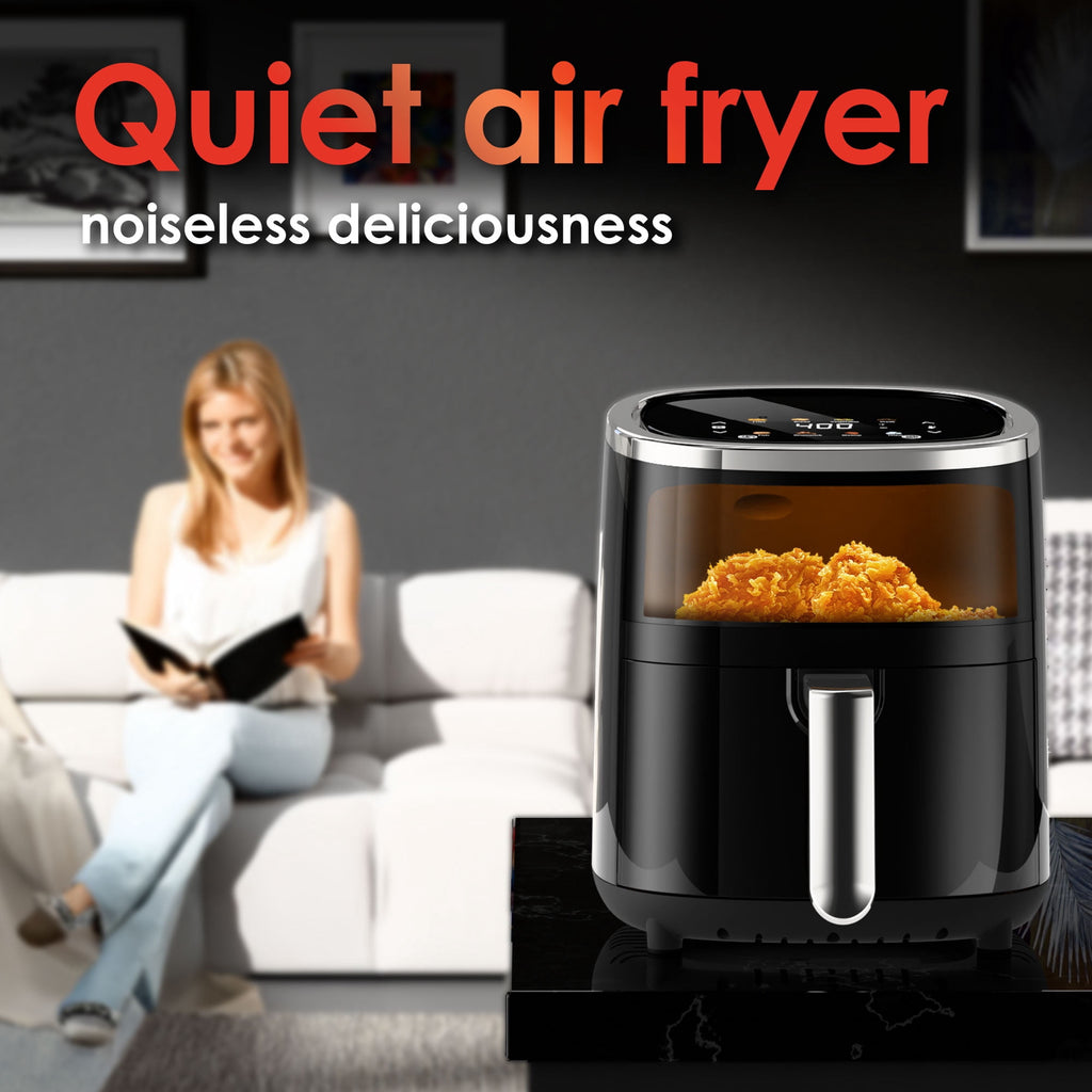 WHALLULTRA 4QT Air Fryer, Smart Touchscreen & View Window, 12 Presets, Vortex Heating, Dishwasher Safe Basket, Obsidian