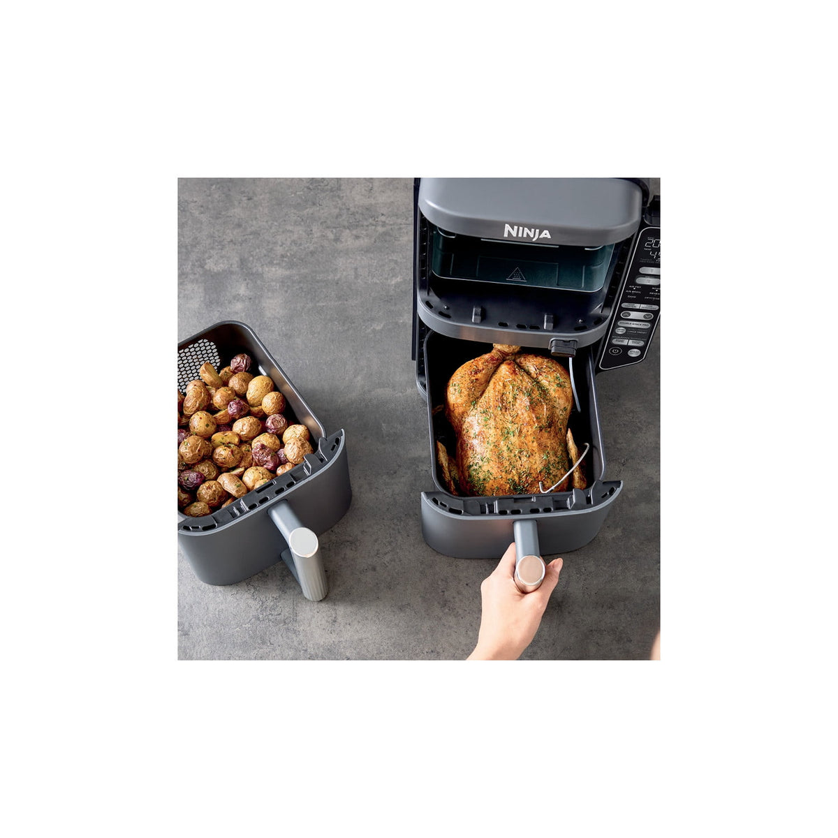 Ninja DoubleStack Smart XL Air Fryer 10-Qt, Smart Cook & Thermometer, 2 Baskets, Space Saving, SL451 Deep Gray