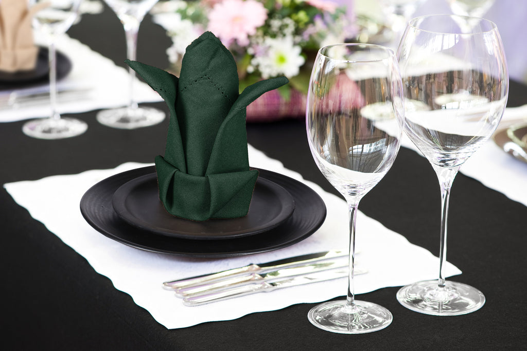 Twiny Threads Set of 4 Hemstitch Reusable Cloth Dinner Napkins - Navy