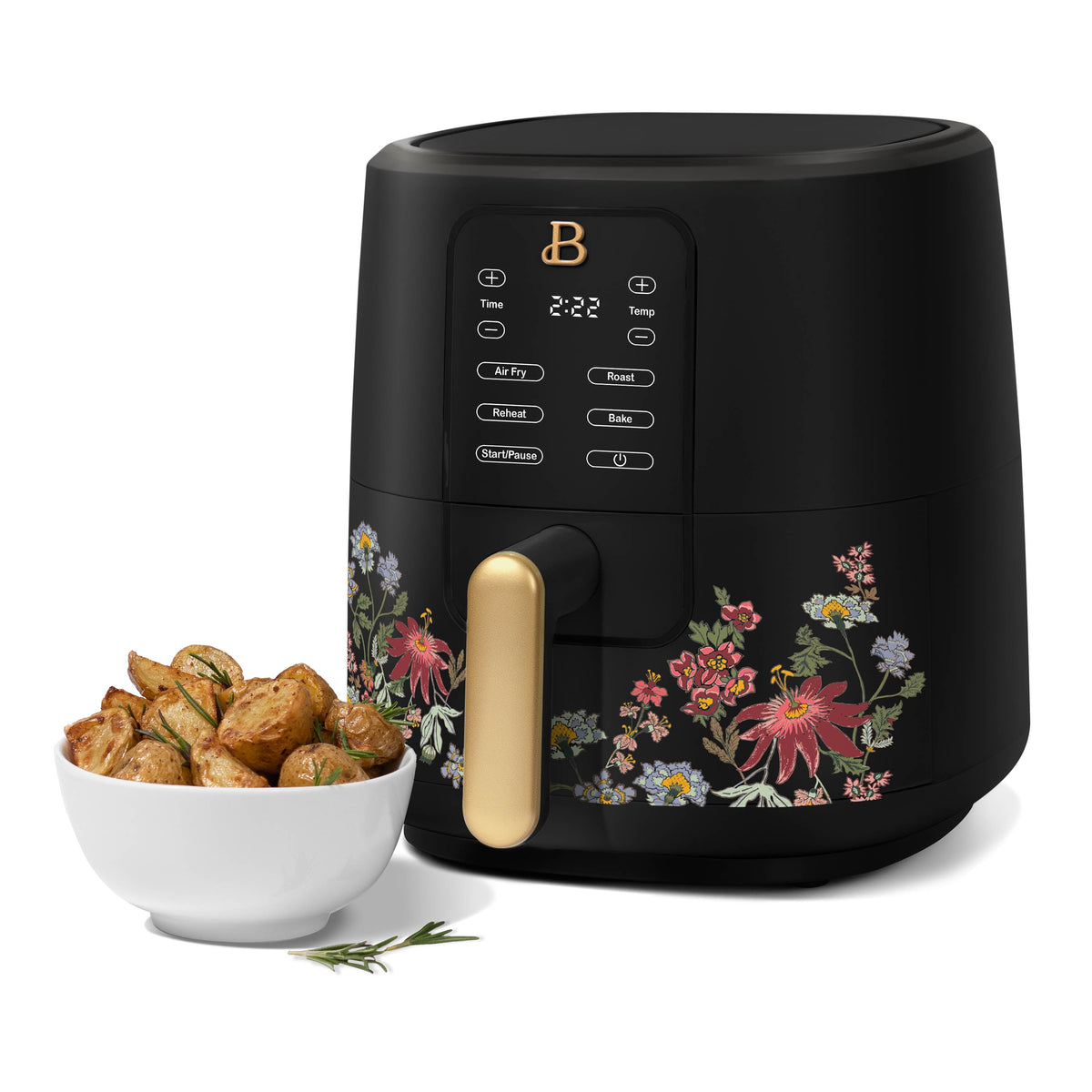 Beautiful 3 Qt Air Fryer with TurboCrisp Technology, EverGood Non-Toxic Ceramic Nonstick Coating, Chocolate by Drew Barrymore