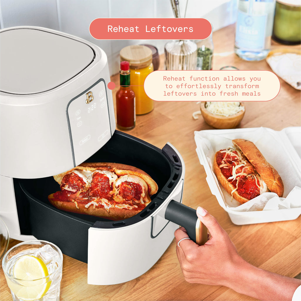 Beautiful 3 Qt Air Fryer with TurboCrisp Technology, EverGood Non-Toxic Ceramic Nonstick Coating, Chocolate by Drew Barrymore