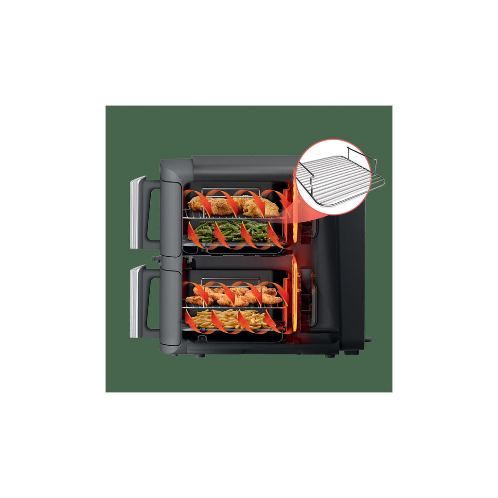 Ninja DoubleStack Smart XL Air Fryer 10-Qt, Smart Cook & Thermometer, 2 Baskets, Space Saving, SL451 Deep Gray