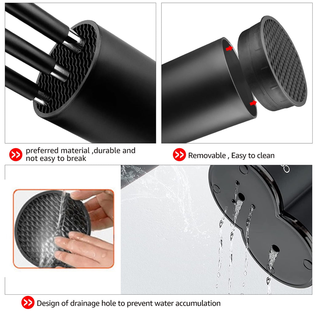MYVIT Kitchen Knife Holder without Knives Round Empty Knife Block Holder for Countertop Storage Organizer,Black