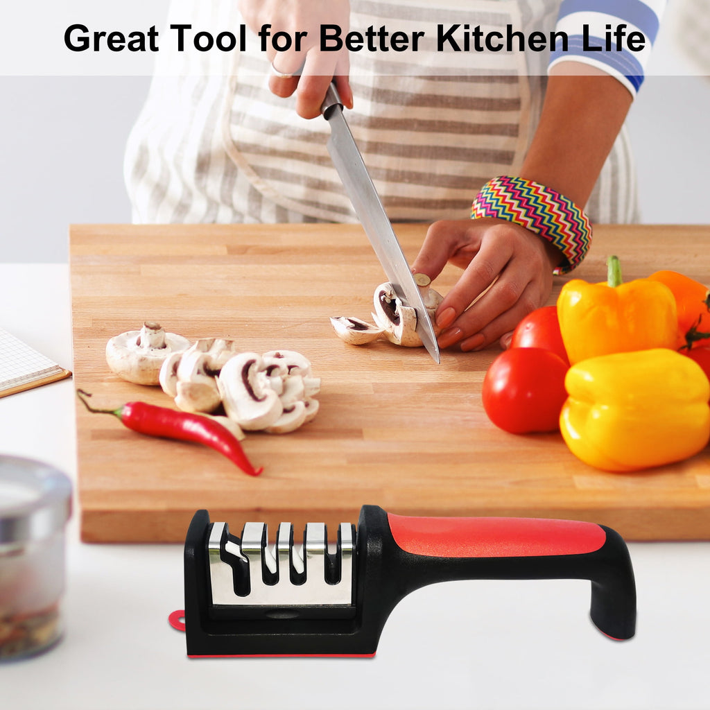 AGCAN 2 Pack Knife Sharpener, 4-Stage Kitchen Knife Sharpeners with Non-slip Base, Knife Sharpening System for Kitchen Knives, Scissors