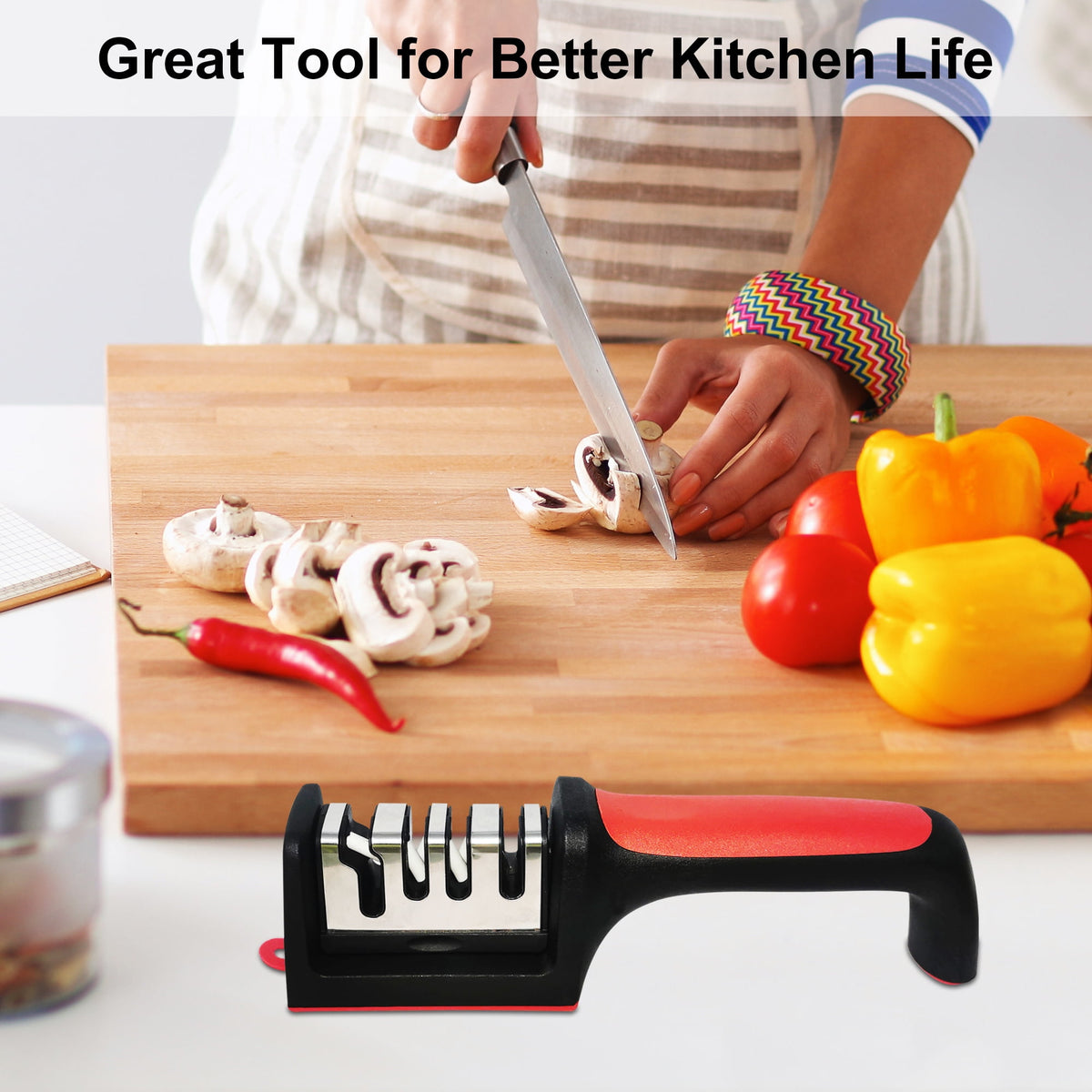 AGCAN 2 Pack Knife Sharpener, 4-Stage Kitchen Knife Sharpeners with Non-slip Base, Knife Sharpening System for Kitchen Knives, Scissors
