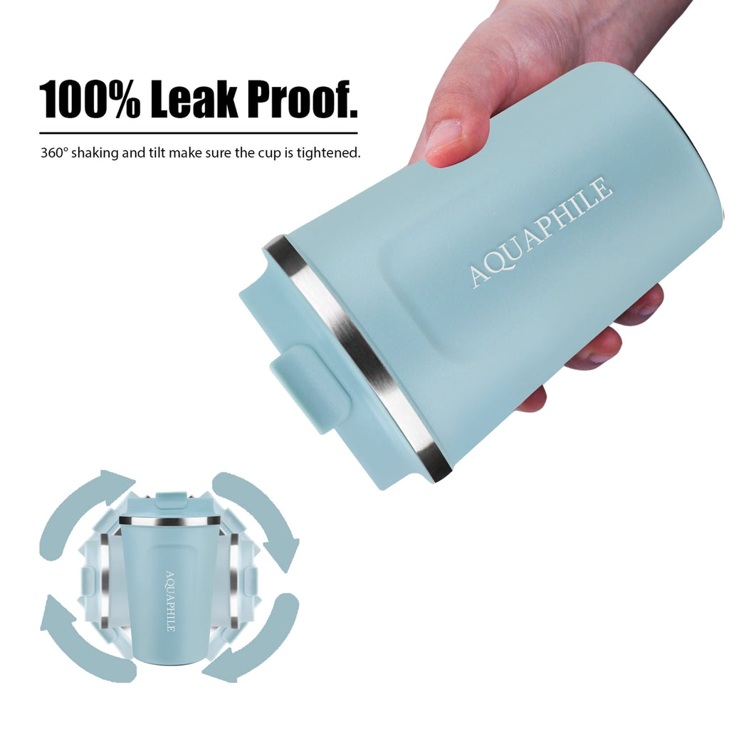 Aquaphile 17oz Coffee Mug to Go Stainless Steel Thermos Double Wall Insulated Coffee Cup Reusable Travel Mug with Leak proof Lid, White