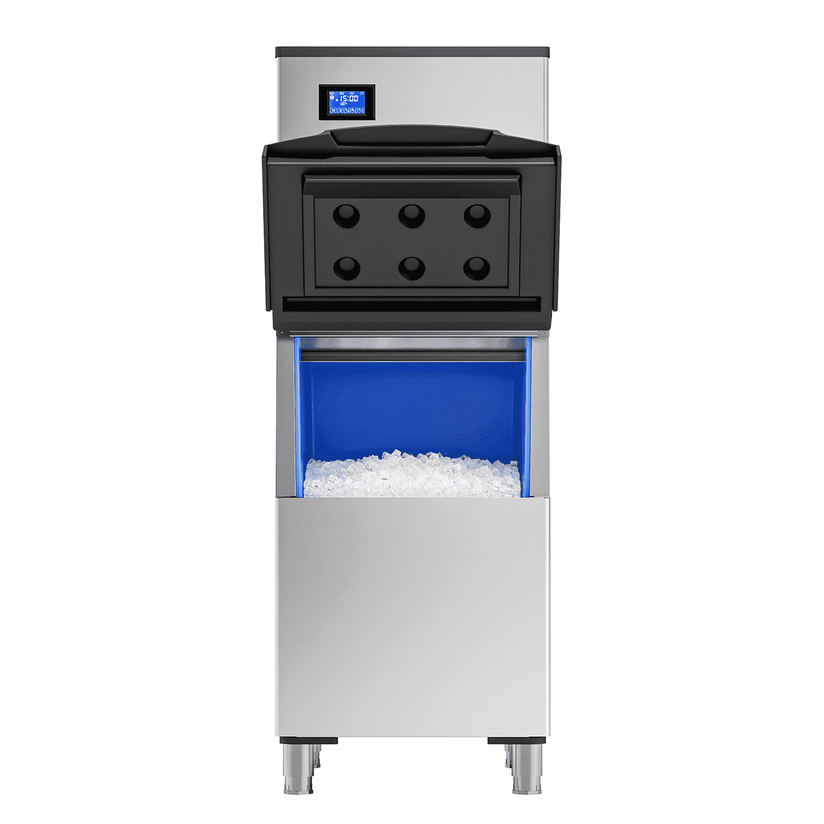 RIOXC Split Commercial Ice Maker Machine 650LBS/24H with 350lbs Ice Bin, Nugget Ice Makers Commercial, Clear Cube Pellet Ice Maker, Fast Ice Maker Ice-Ready in 8-15mins