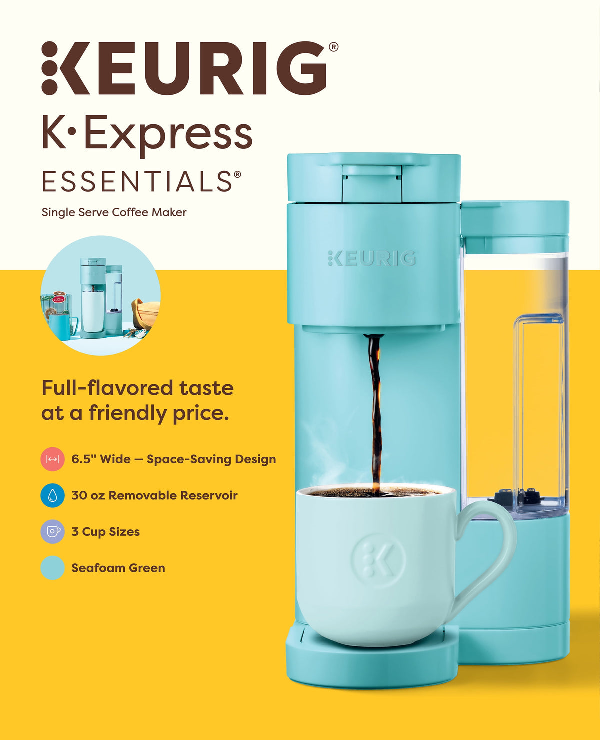 Keurig K-Express Essentials Black Single-Serve K-Cup Pod Coffee Maker