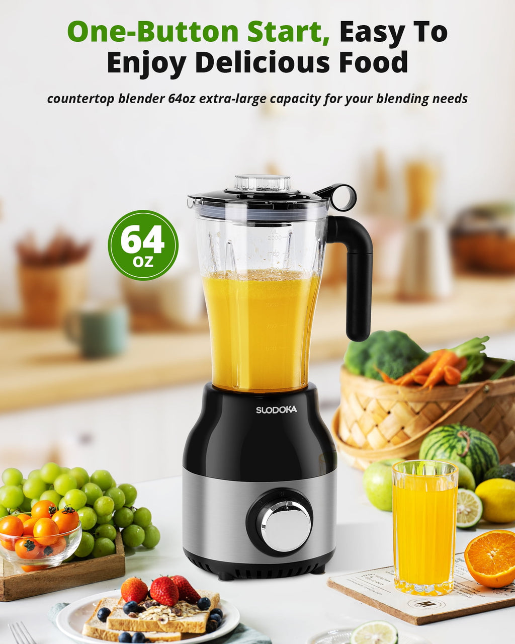 Suodoka Countertop Blender Food Processor Combo, 4 in 1 Kitchen Electric Blender/Grinder/Chopper,New