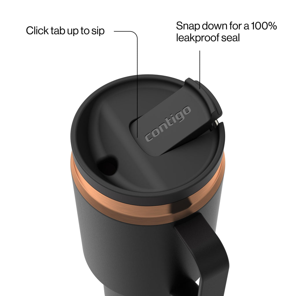 Contigo 30oz SnapSeal Insulated Stainless Steel Tumbler with Straw, Licorice Black/Bronze